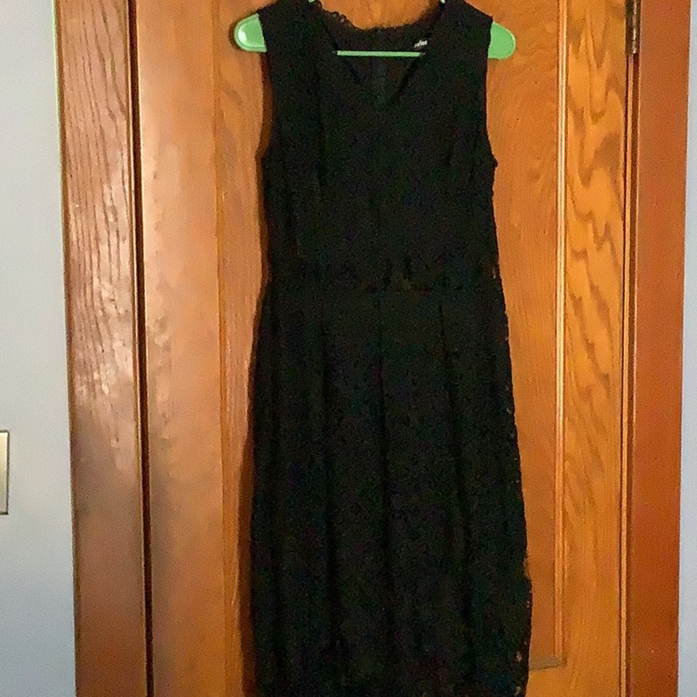 Black formal lace waist cutout dress